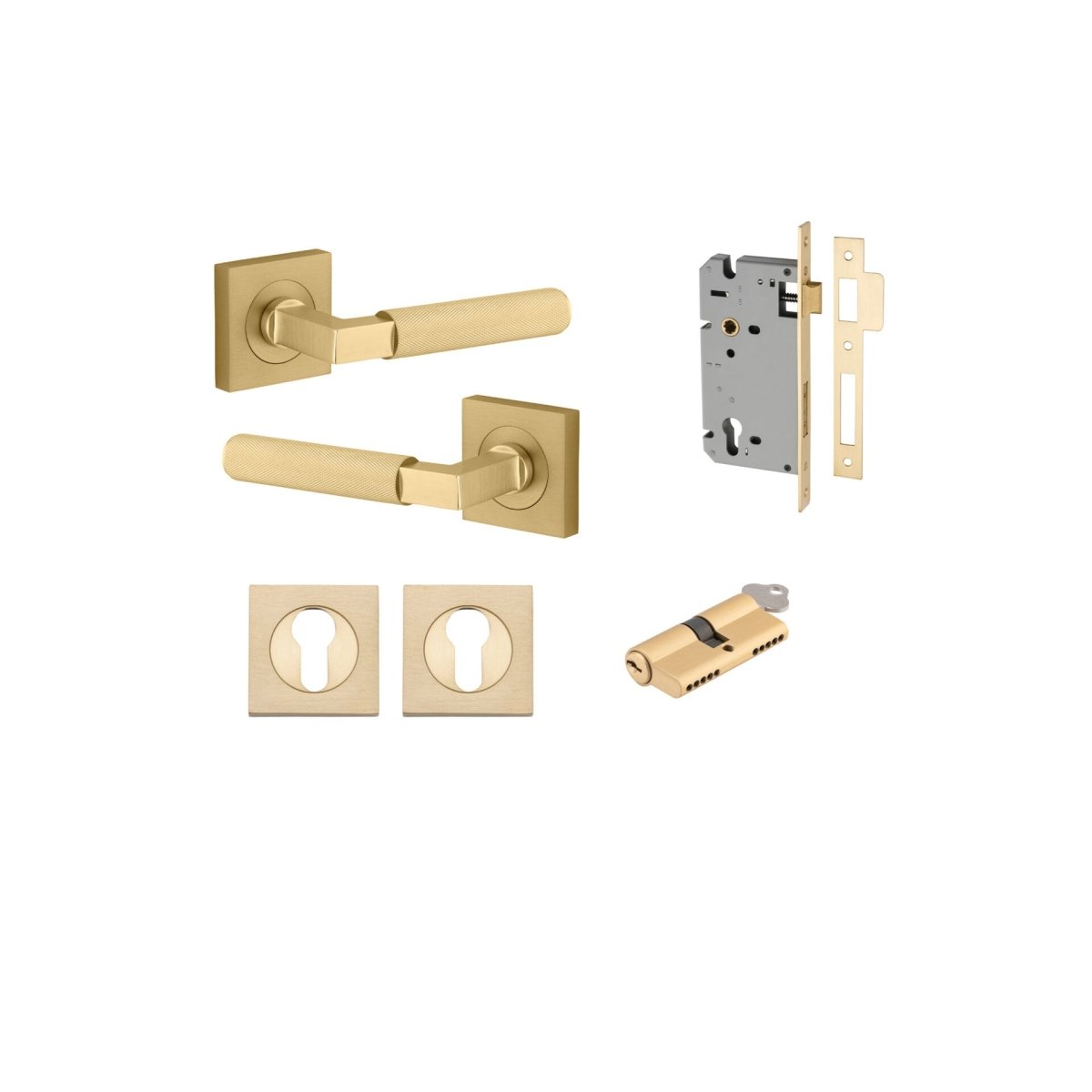 Brunswick Lever - Square Rose - Ella Grace - Iver - Brushed Gold PVD - Door Levers