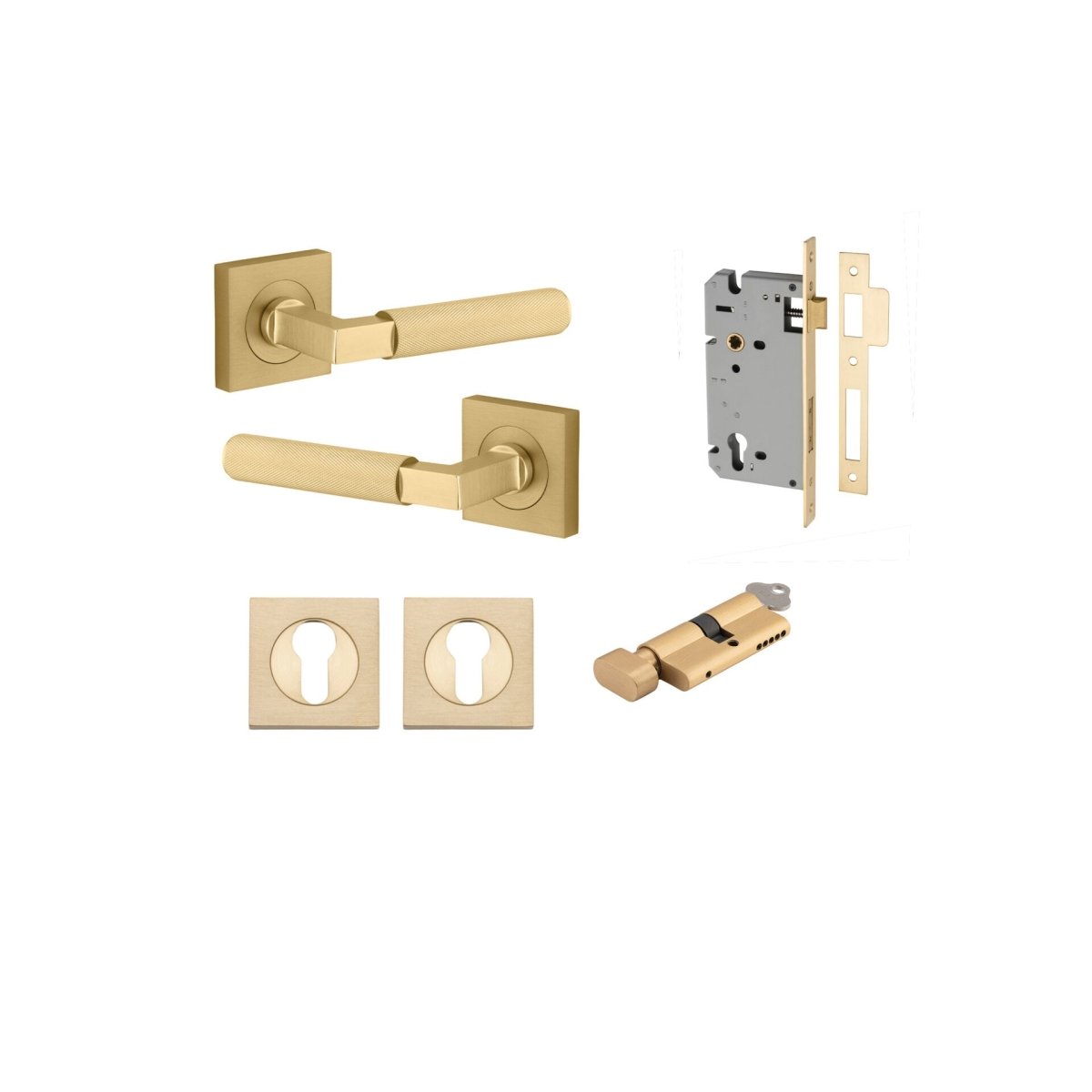 Brunswick Lever - Square Rose - Ella Grace - Iver - Brushed Gold PVD - Door Levers