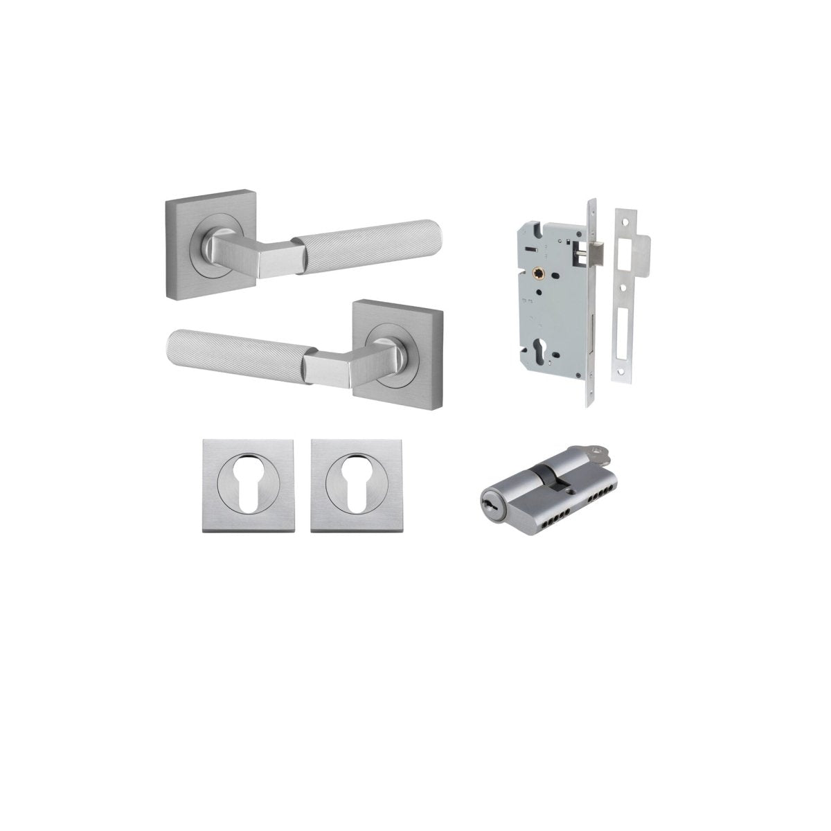 Brunswick Lever - Square Rose - Ella Grace - Iver - Brushed Chrome - Door Levers