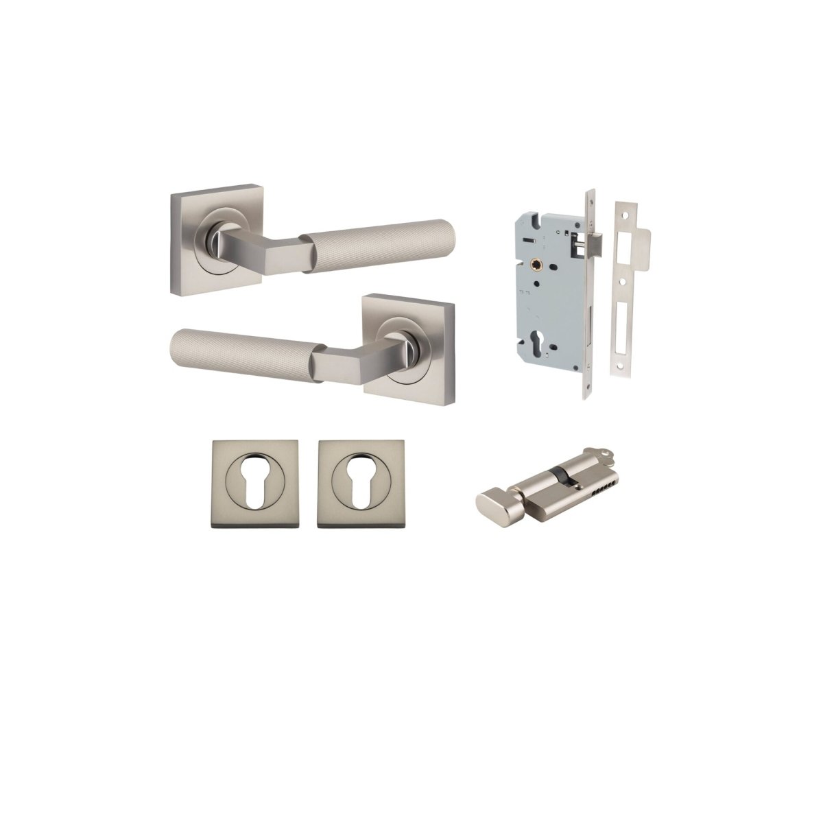 Brunswick Lever - Square Rose - Ella Grace - Iver - Satin Nickel - Door Levers