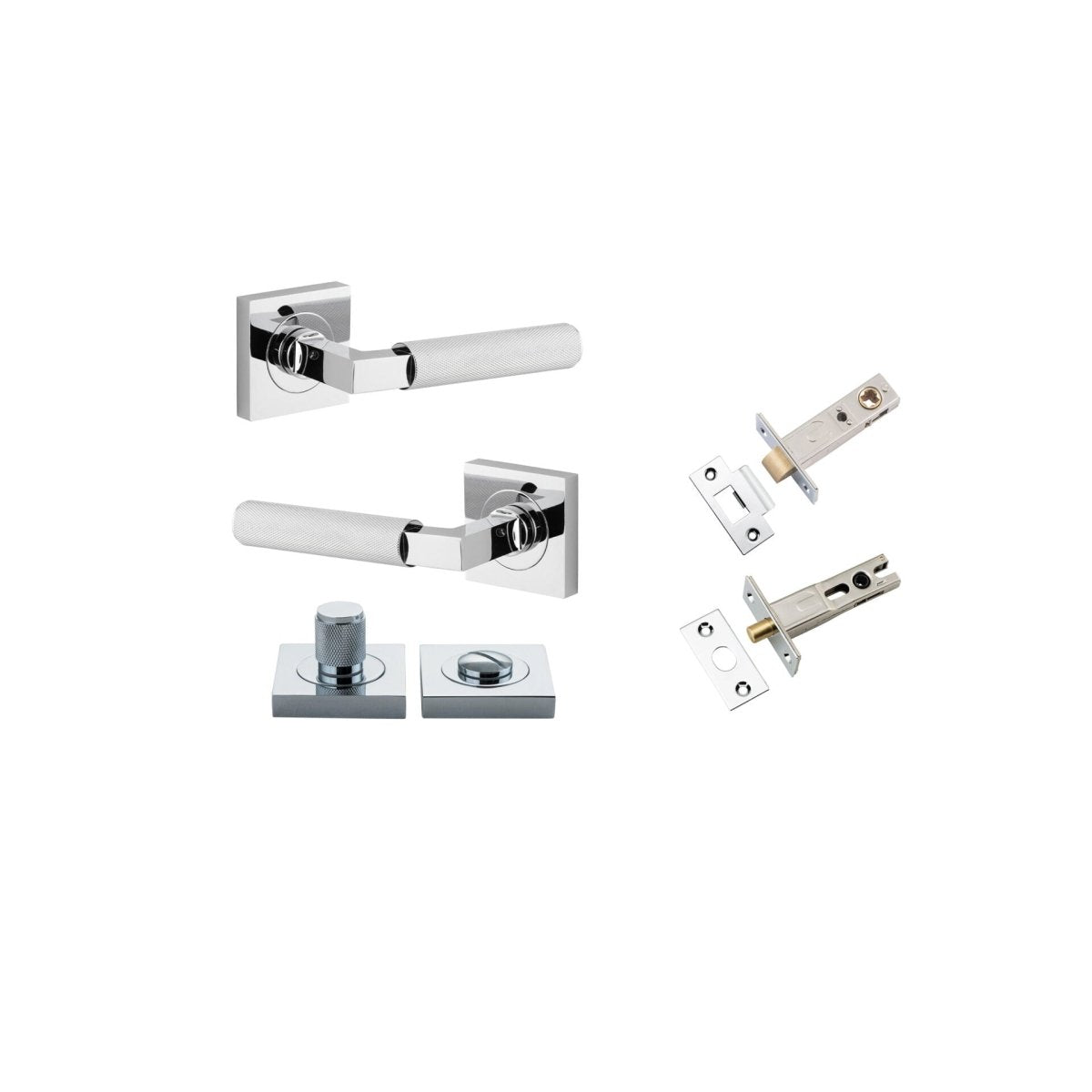 Brunswick Lever - Square Rose - Ella Grace - Iver - Polished Chrome - Door Levers