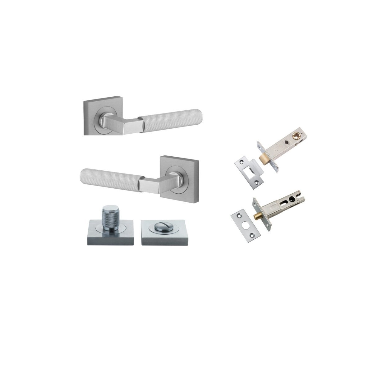 Brunswick Lever - Square Rose - Ella Grace - Iver - Brushed Chrome - Door Levers