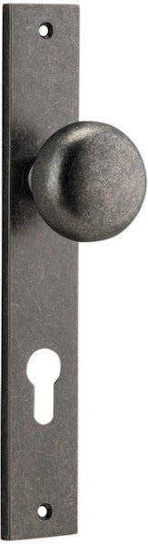 Cambridge Knob - Rectangular Backplate - Ella Grace - Iver - Distressed Nickel - Door Knobs