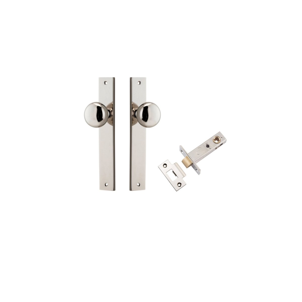 Cambridge Knob - Rectangular Backplate - Ella Grace - Iver - Polished Nickel - Door Knobs