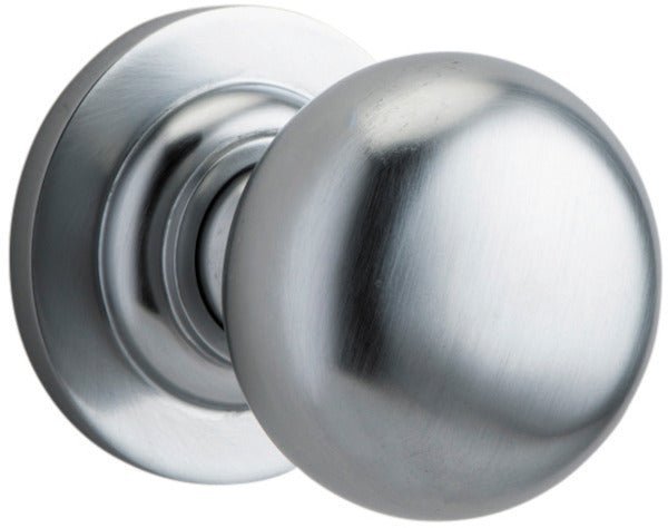 Cambridge Knob - Round Rose - Ella Grace - Iver - Brushed Chrome - Door Knobs