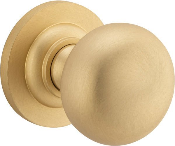 Cambridge Knob - Round Rose - Ella Grace - Iver - Brushed Brass - Door Knobs