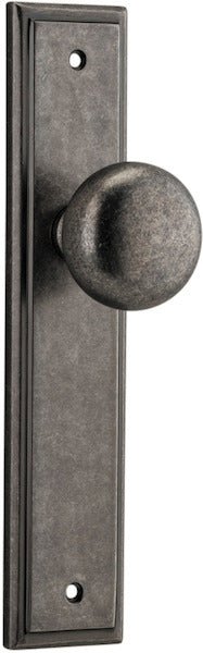 Cambridge Knob - Stepped Backplate - Ella Grace - Iver - Distressed Nickel - Door Knobs