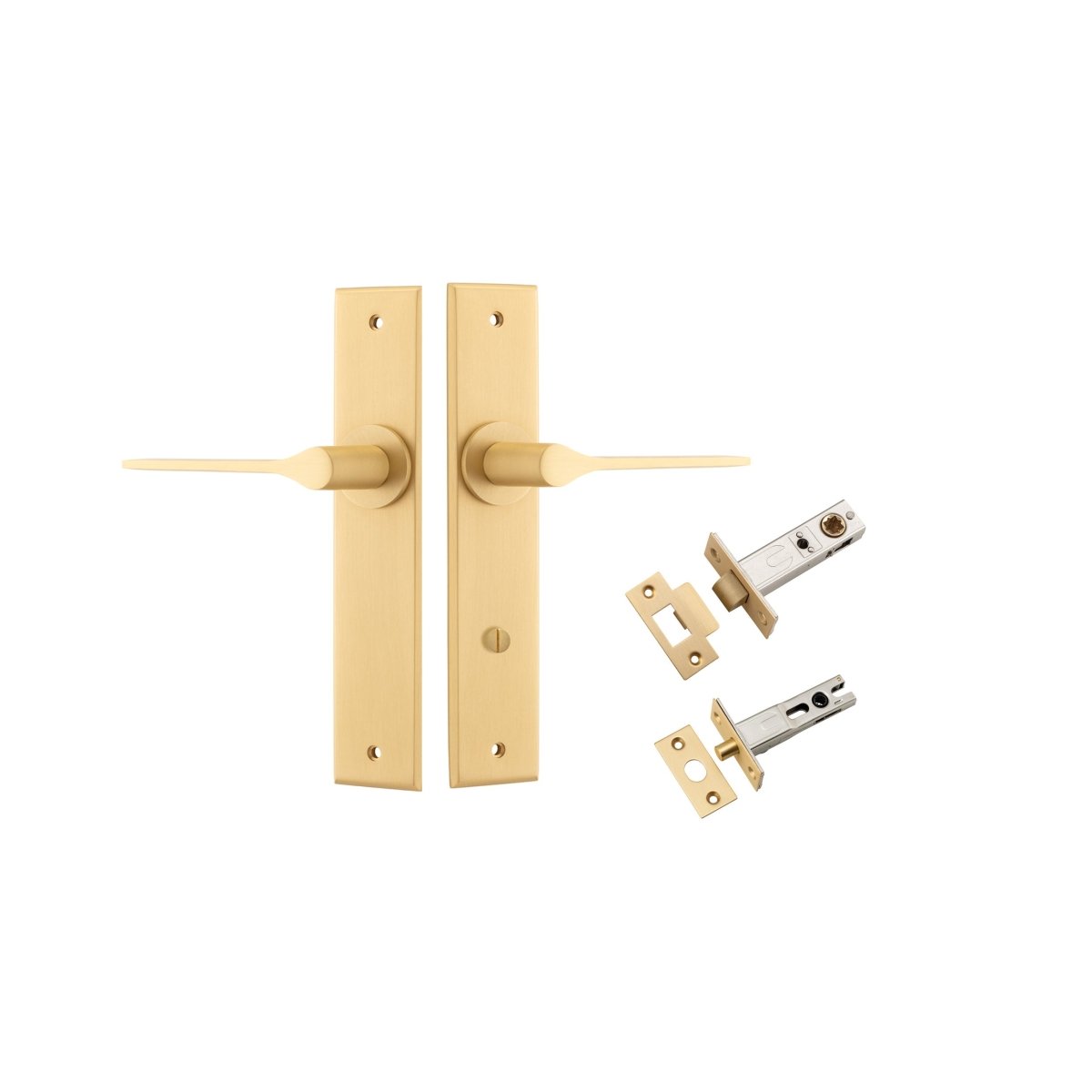 Como Lever - Chamfered Backplate - Ella Grace - Iver - Brushed Brass - Door Levers