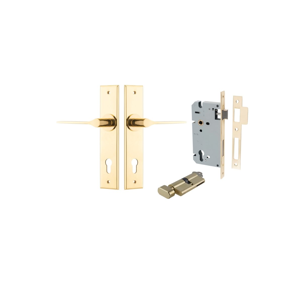 Como Lever - Chamfered Backplate - Ella Grace - Iver - Polished Brass - Door Levers