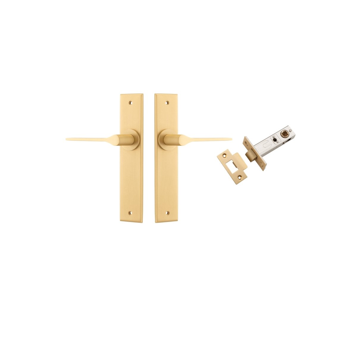 Como Lever - Chamfered Backplate - Ella Grace - Iver - Brushed Brass - Door Levers