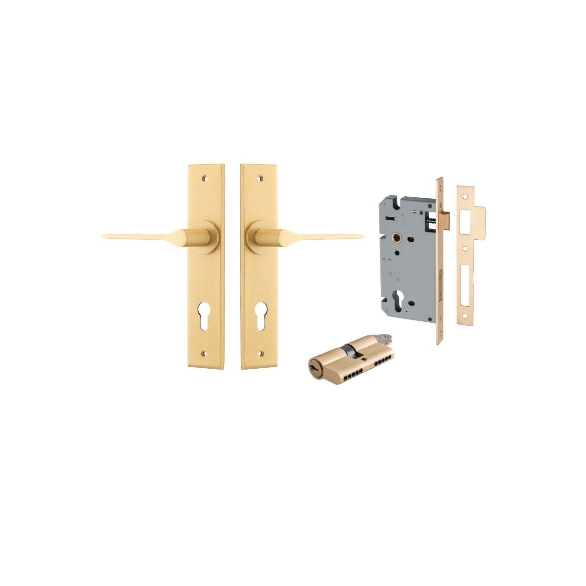 Como Lever - Chamfered Backplate - Ella Grace - Iver - Brushed Brass - Door Levers