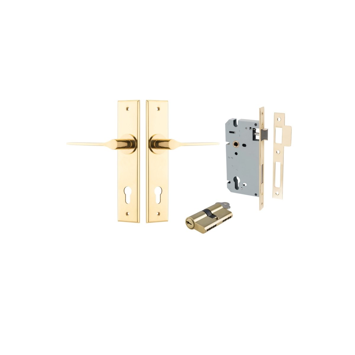 Como Lever - Chamfered Backplate - Ella Grace - Iver - Polished Brass - Door Levers