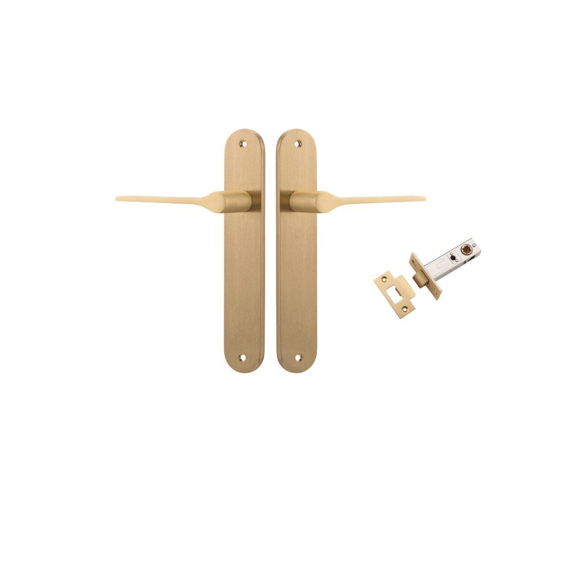 Como Lever - Oval Backplate - Ella Grace - Iver - Brushed Brass - Door Levers