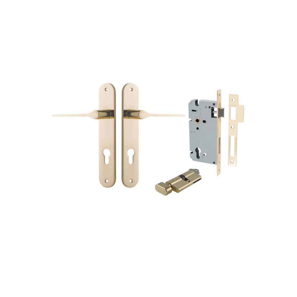 Como Lever - Oval Backplate - Ella Grace - Iver - Polished Brass - Door Levers