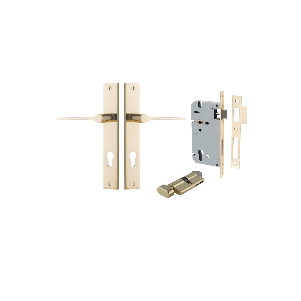 Como Lever - Rectangular Backplate - Ella Grace - Iver - Polished Brass - Door Levers