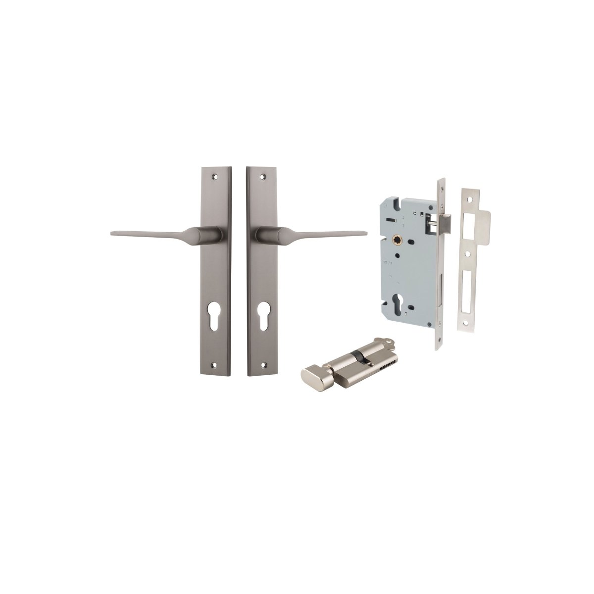 Como Lever - Rectangular Backplate - Ella Grace - Iver - Satin Nickel - Door Levers