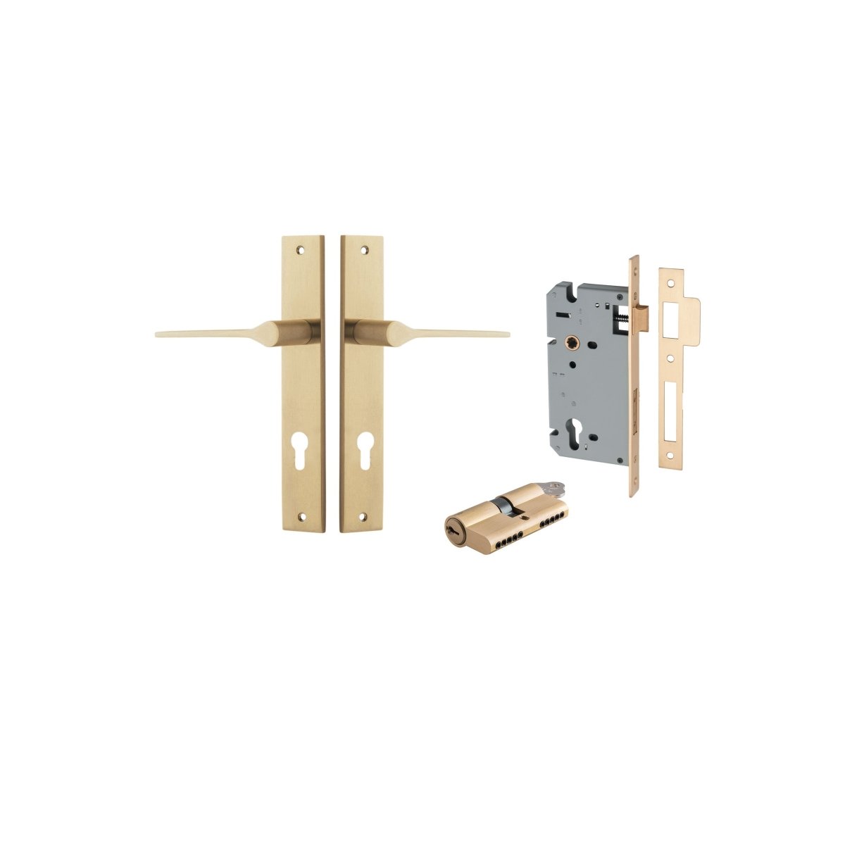 Como Lever - Rectangular Backplate - Ella Grace - Iver - Brushed Brass - Door Levers