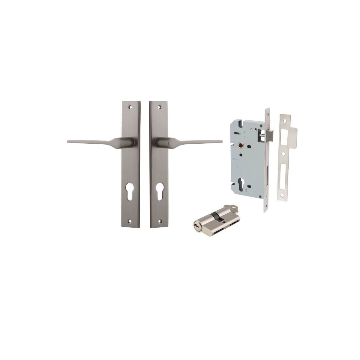 Como Lever - Rectangular Backplate - Ella Grace - Iver - Satin Nickel - Door Levers