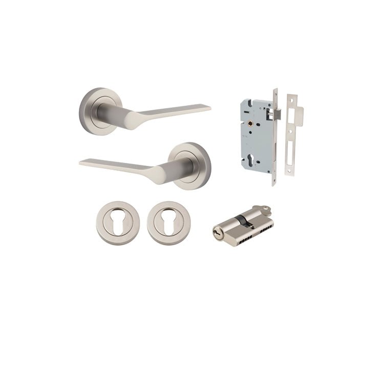 Como Lever - Round Rose - Ella Grace - Iver - Satin Nickel - Door Levers