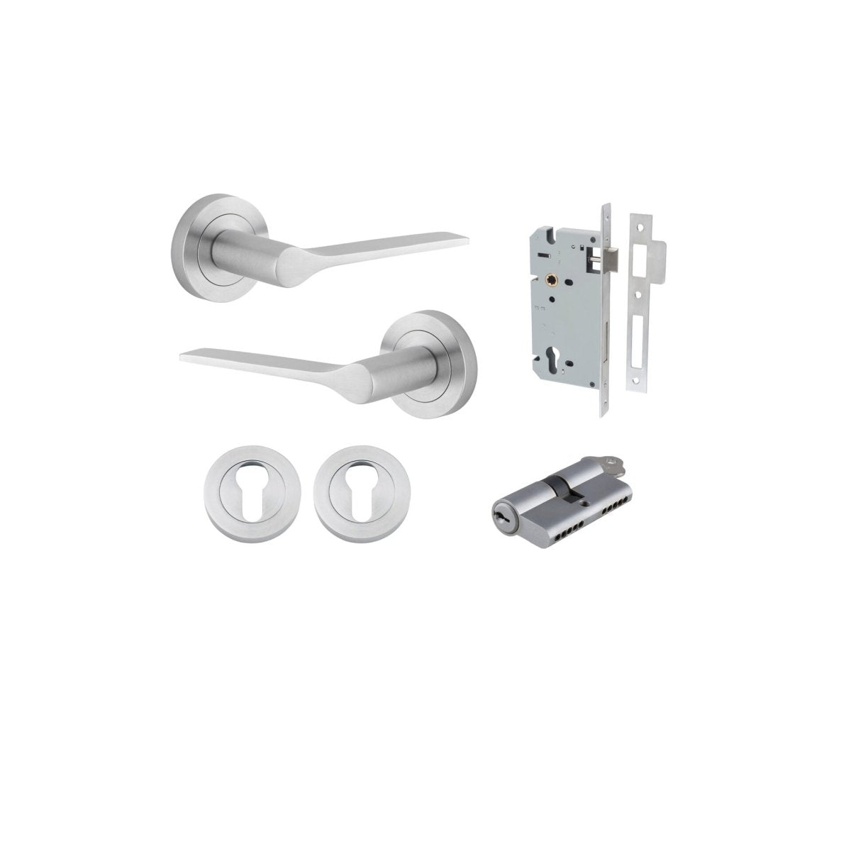 Como Lever - Round Rose - Ella Grace - Iver - Brushed Chrome - Door Levers