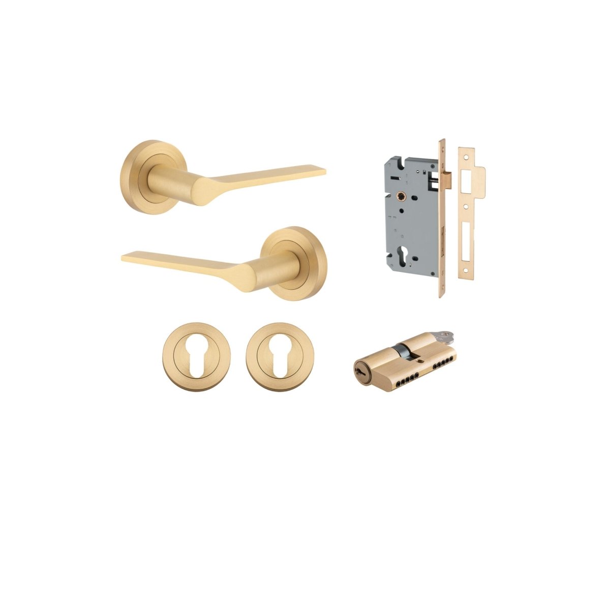 Como Lever - Round Rose - Ella Grace - Iver - Brushed Brass - Door Levers