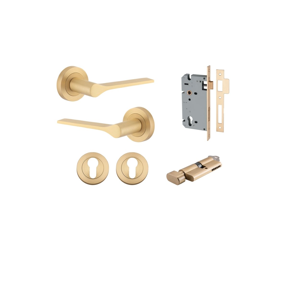 Como Lever - Round Rose - Ella Grace - Iver - Brushed Brass - Door Levers