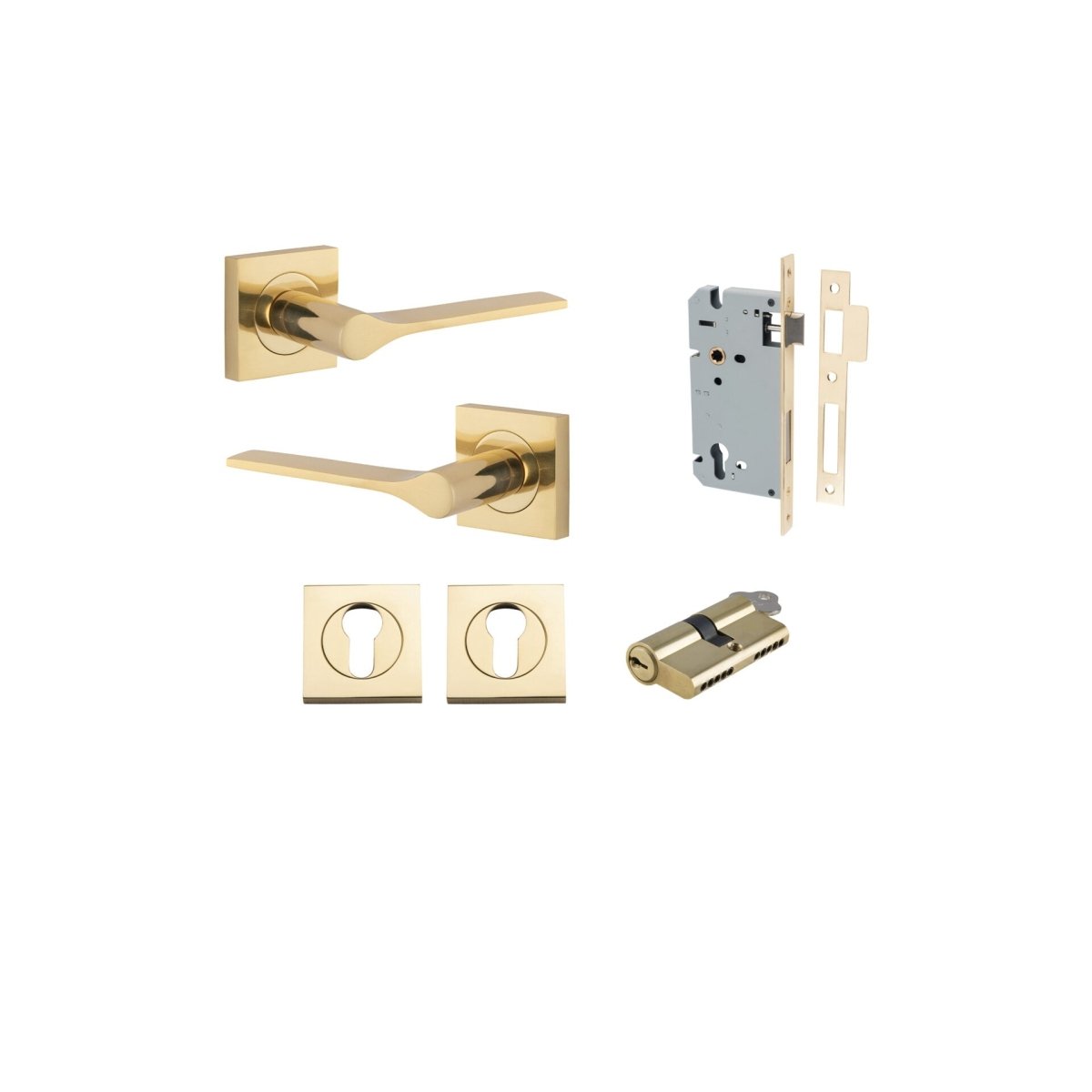 Como Lever - Square Rose - Ella Grace - Iver - Polished Brass - Door Levers