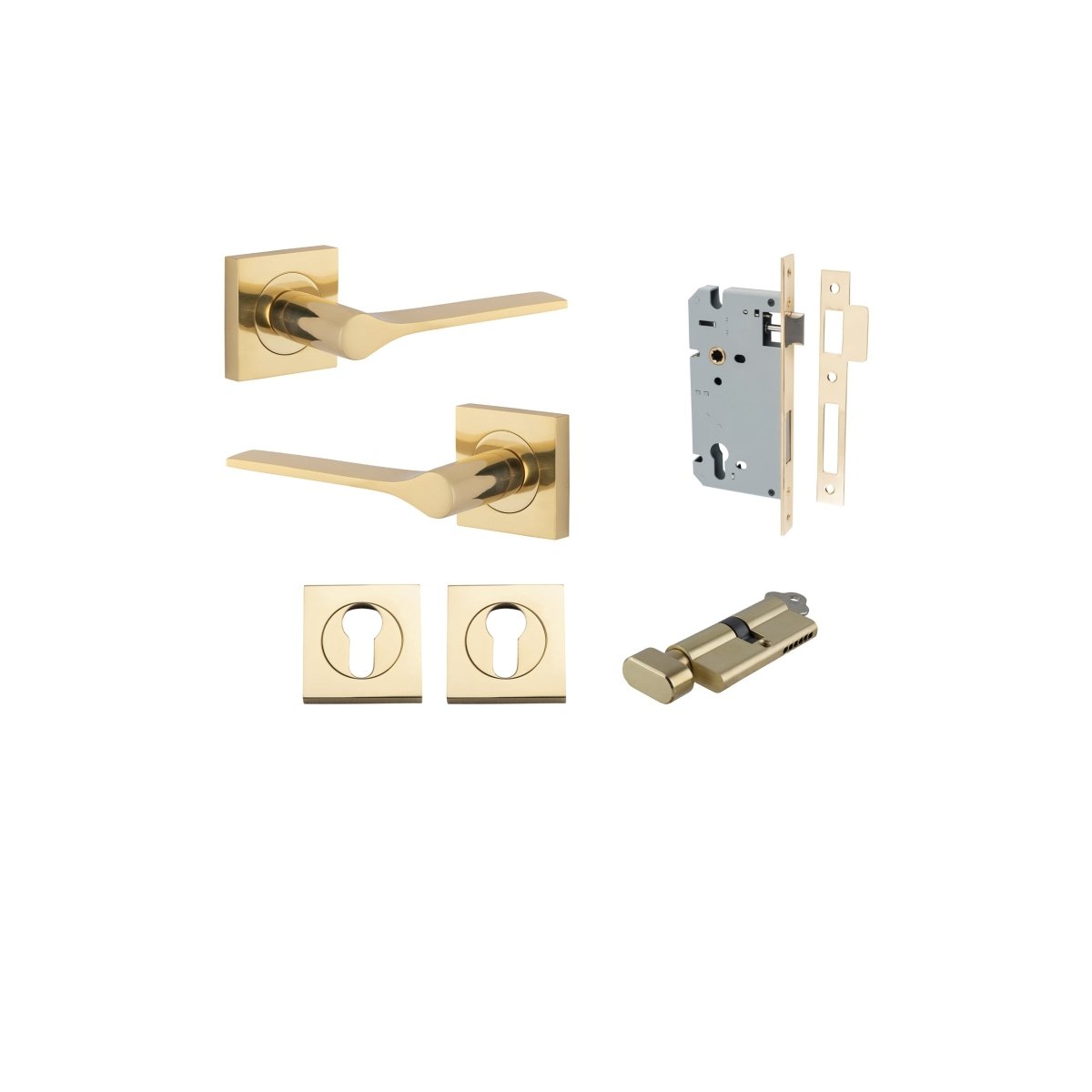 Como Lever - Square Rose - Ella Grace - Iver - Polished Brass - Door Levers