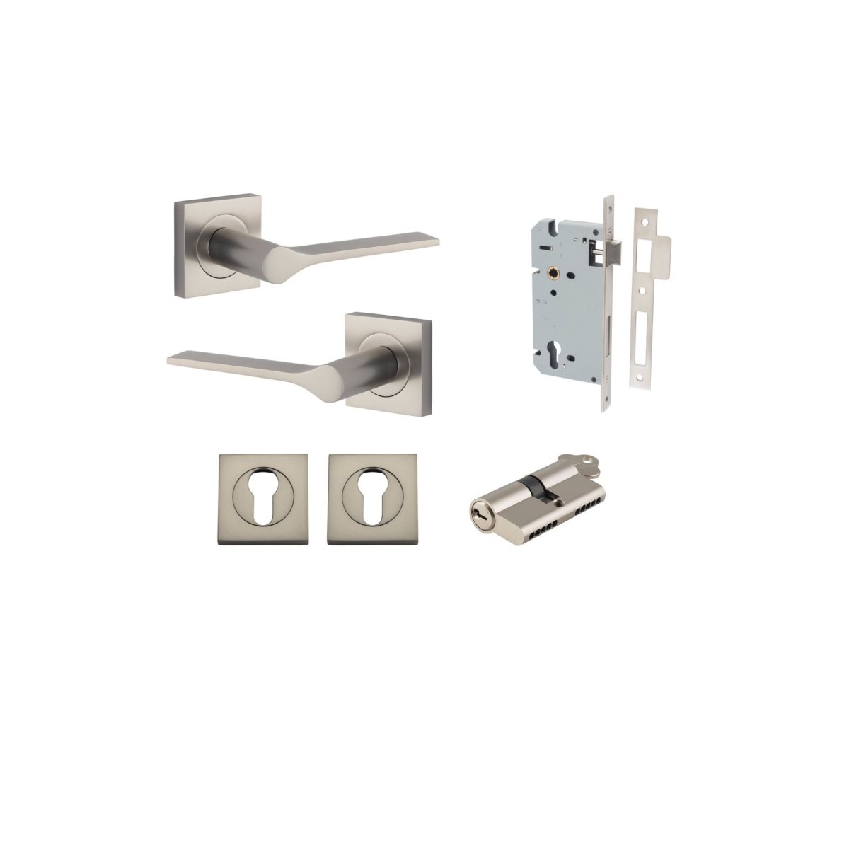 Como Lever - Square Rose - Ella Grace - Iver - Satin Nickel - Door Levers