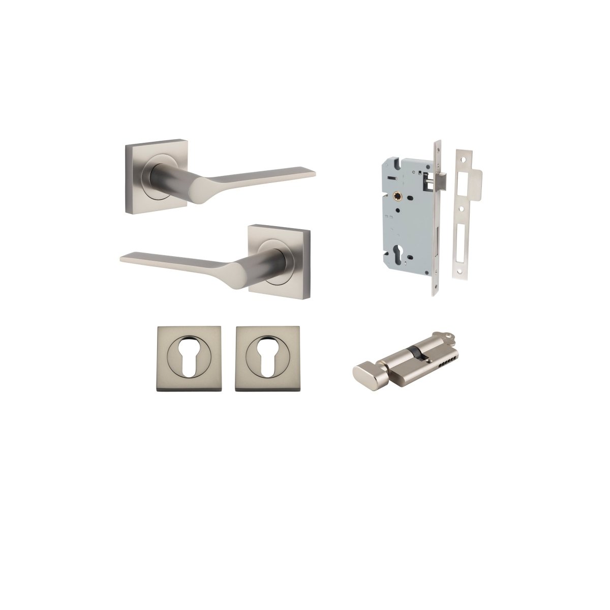 Como Lever - Square Rose - Ella Grace - Iver - Satin Nickel - Door Levers