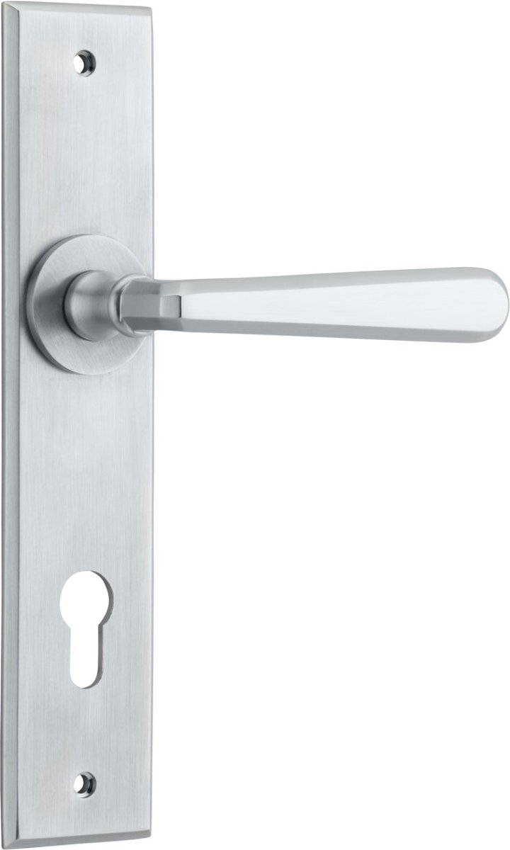 Copenhagen Lever - Chamfered Backplate - Ella Grace - Iver - Brushed Chrome - Door Levers