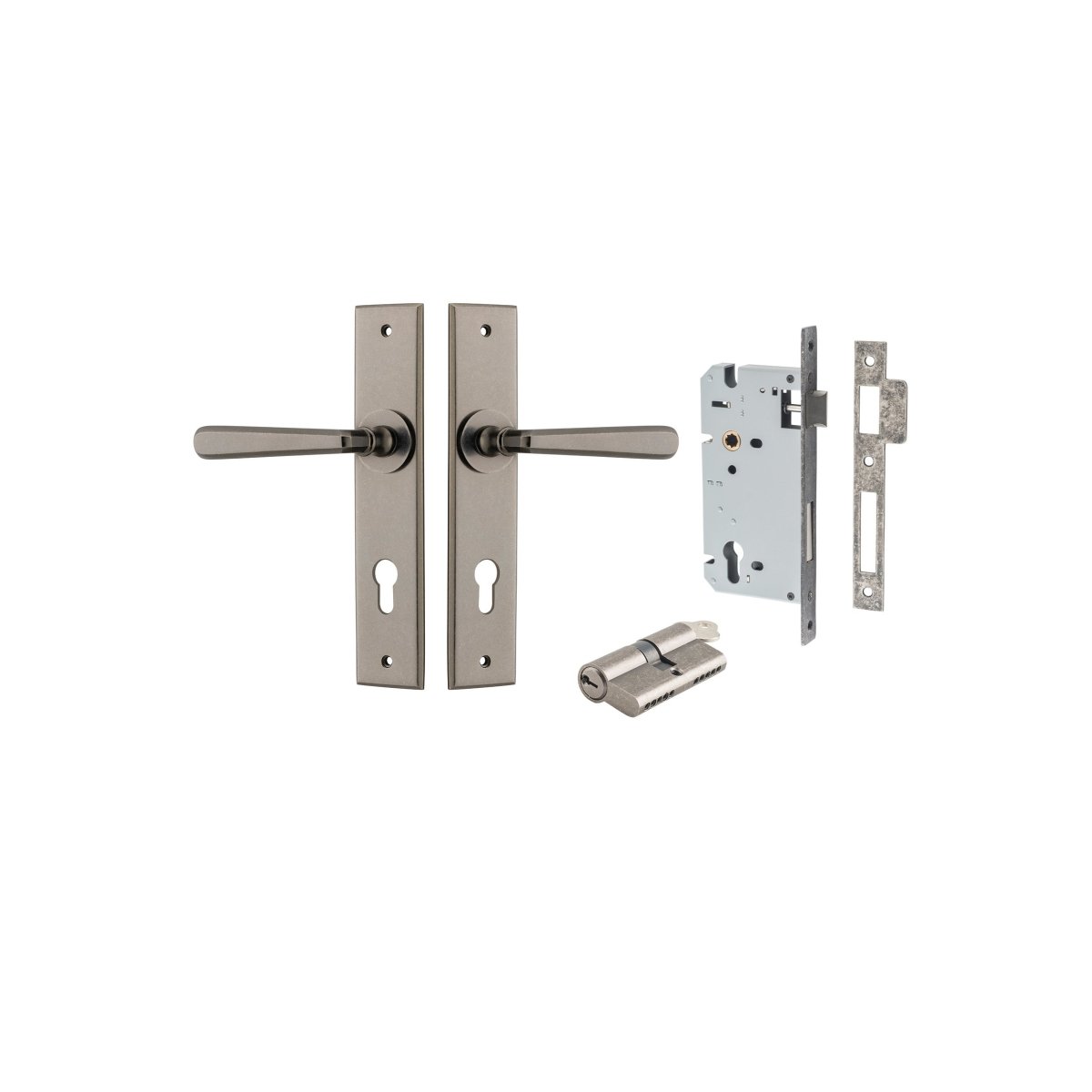 Copenhagen Lever - Chamfered Backplate - Ella Grace - Iver - Distressed Nickel - Door Levers