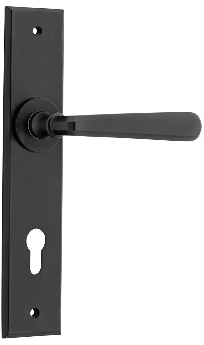 Copenhagen Lever - Chamfered Backplate - Ella Grace - Iver - Matt Black - Door Levers