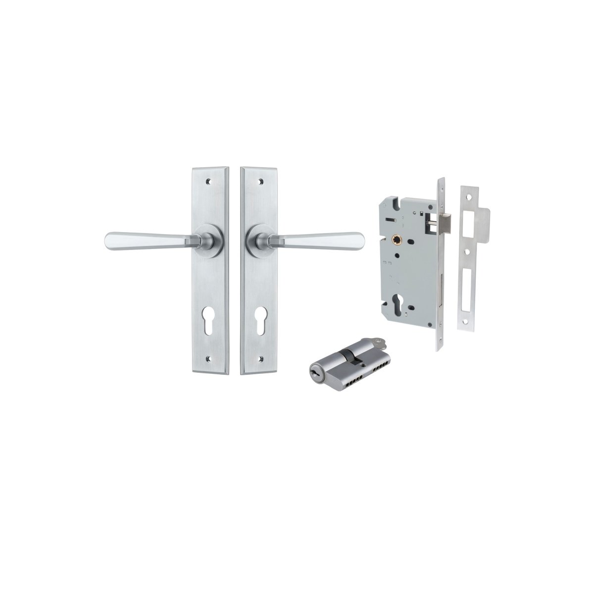 Copenhagen Lever - Chamfered Backplate - Ella Grace - Iver - Brushed Chrome - Door Levers