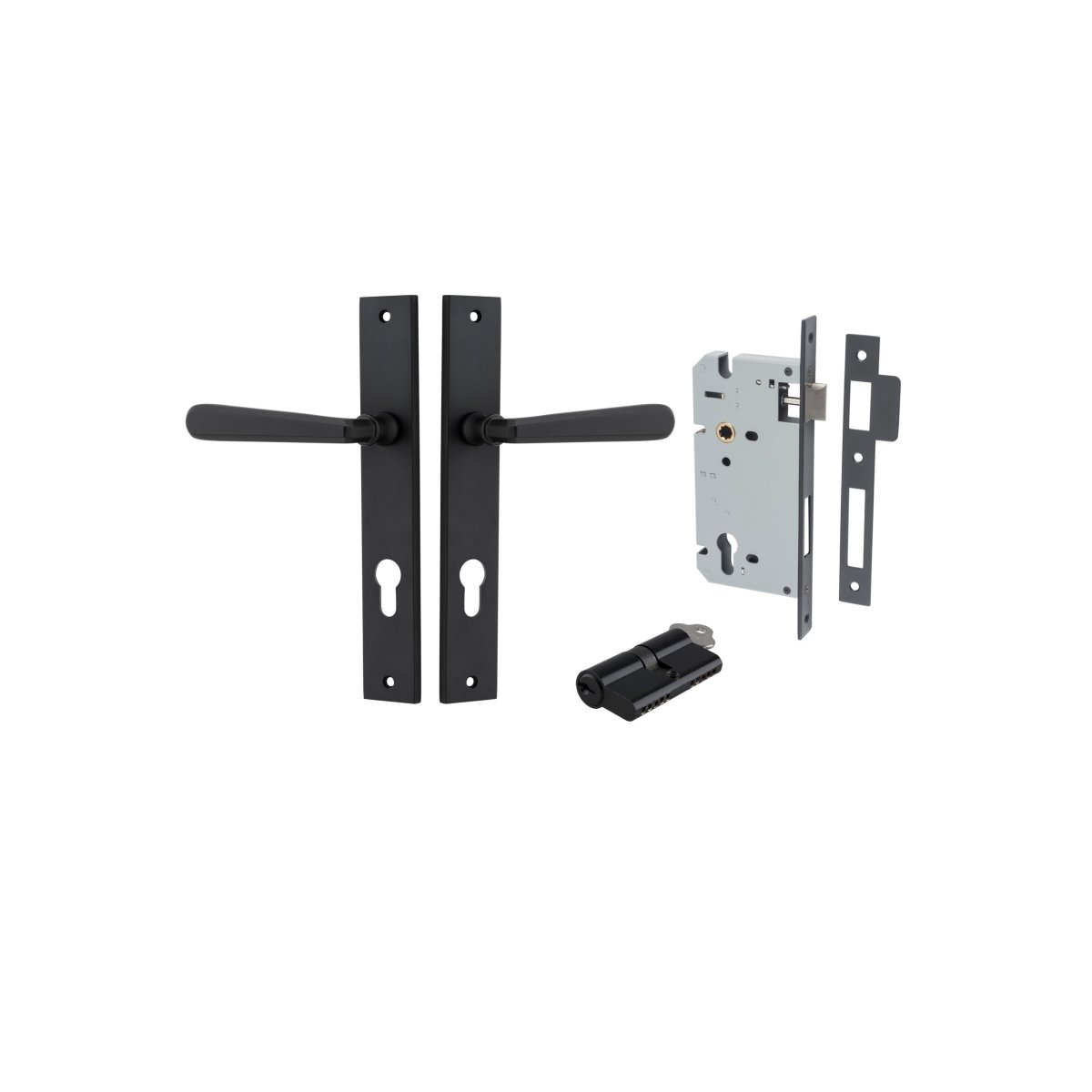 Copenhagen Lever - Rectangular Backplate - Ella Grace - Iver - Matt Black - Door Levers