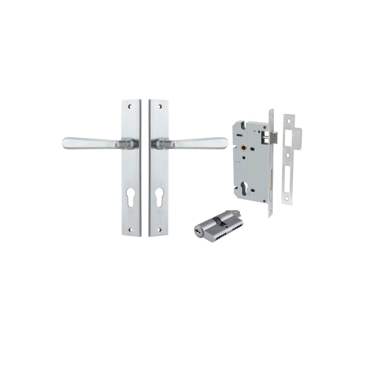 Copenhagen Lever - Rectangular Backplate - Ella Grace - Iver - Brushed Chrome - Door Levers