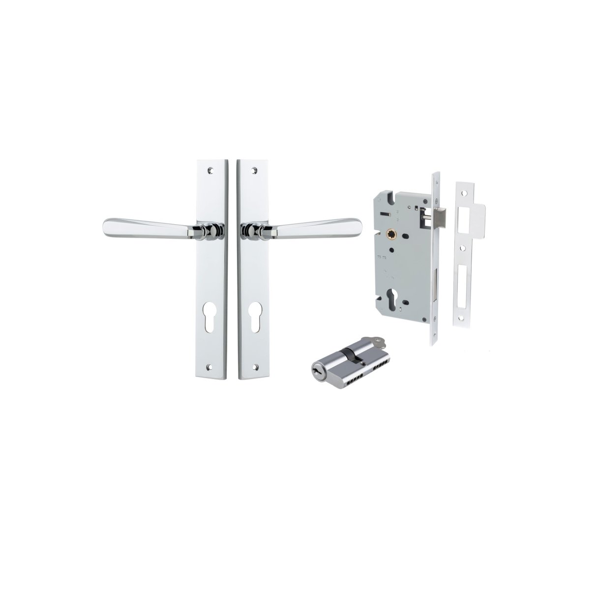 Copenhagen Lever - Rectangular Backplate - Ella Grace - Iver - Polished Chrome - Door Levers