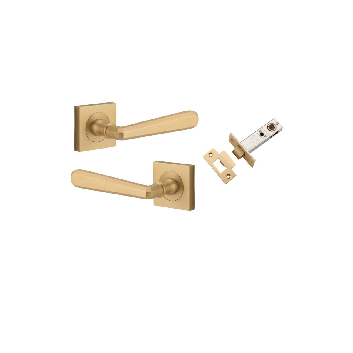 Copenhagen Lever - Square Rose - Ella Grace - Iver - Brushed Brass - Door Levers