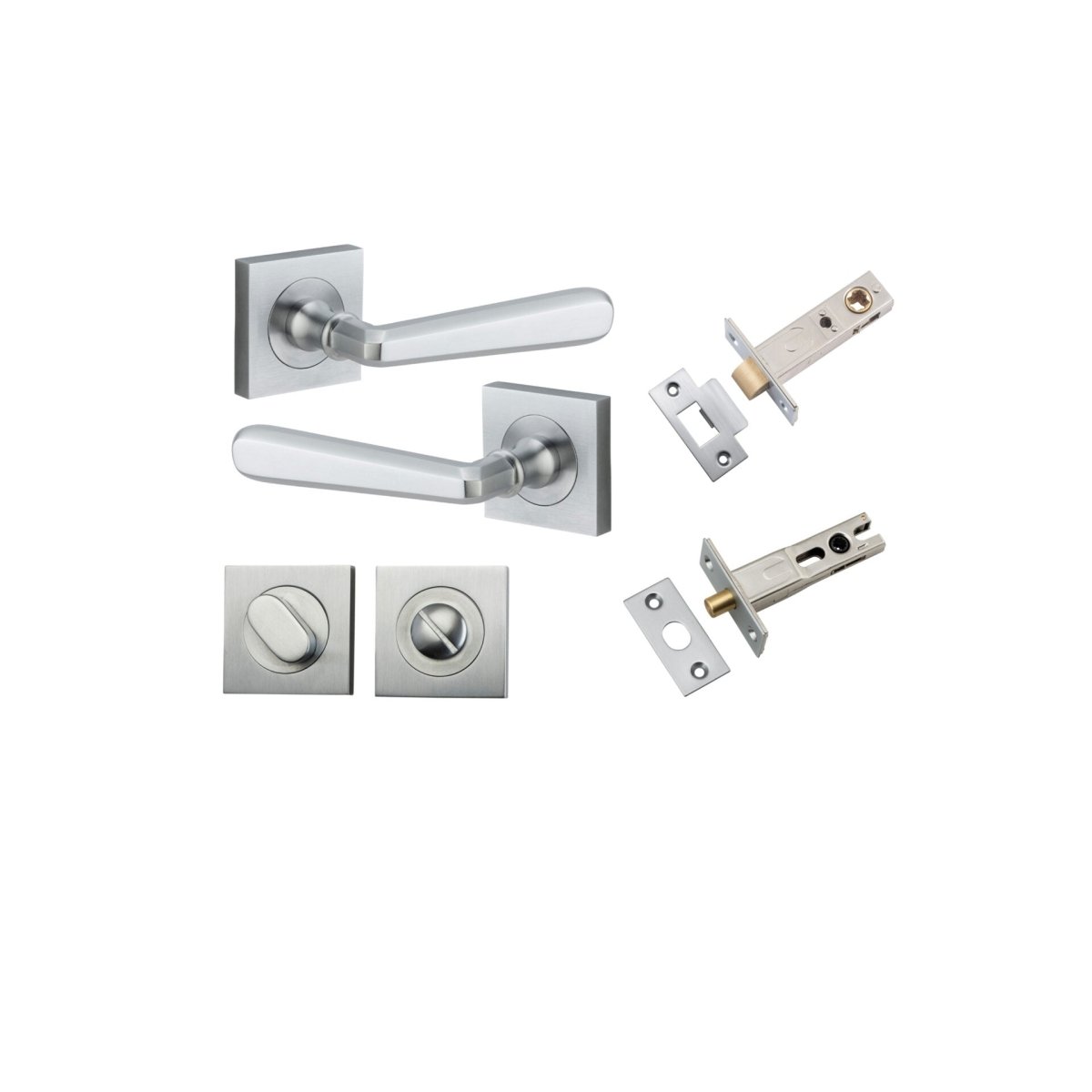 Copenhagen Lever - Square Rose - Ella Grace - Iver - Brushed Chrome - Door Levers