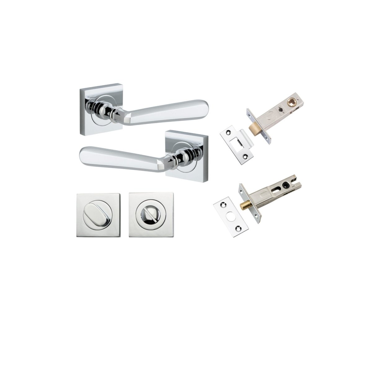 Copenhagen Lever - Square Rose - Ella Grace - Iver - Polished Chrome - Door Levers