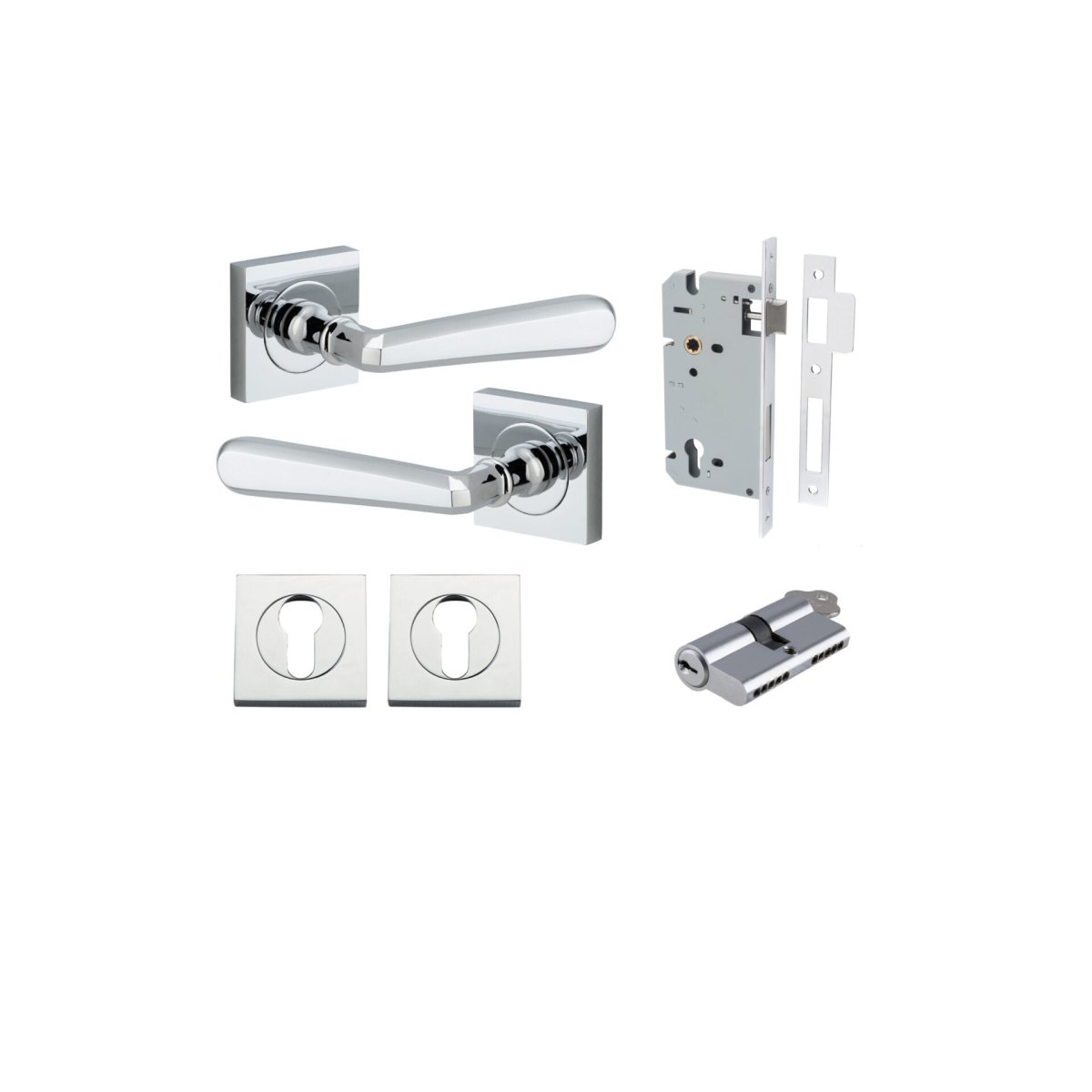 Copenhagen Lever - Square Rose - Ella Grace - Iver - Polished Chrome - Door Levers