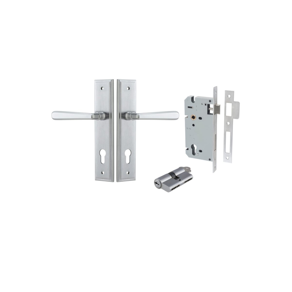 Copenhagen Lever - Stepped Backplate - Ella Grace - Iver - Brushed Chrome - Door Levers