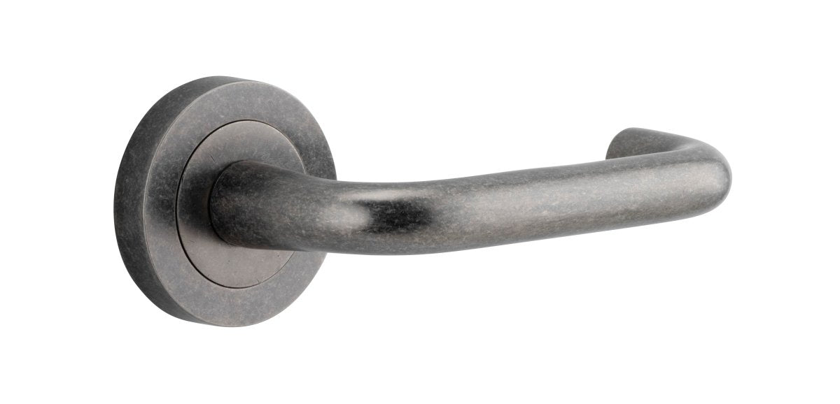 DDA Compliant Oslo Lever - Round Rose - Ella Grace - Iver - Distressed Nickel - Door Levers