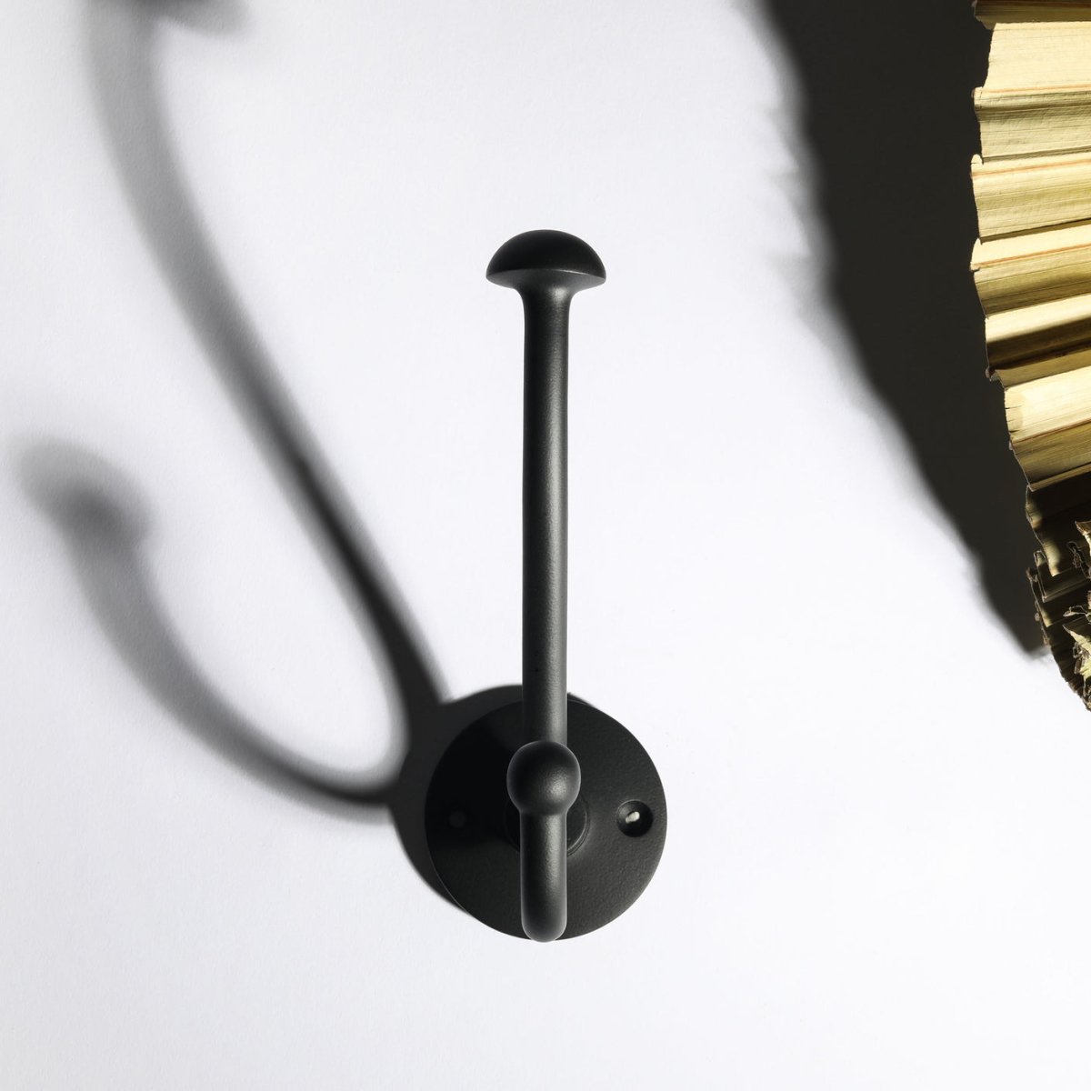 Eden Hook in blackest black fitted to a wall