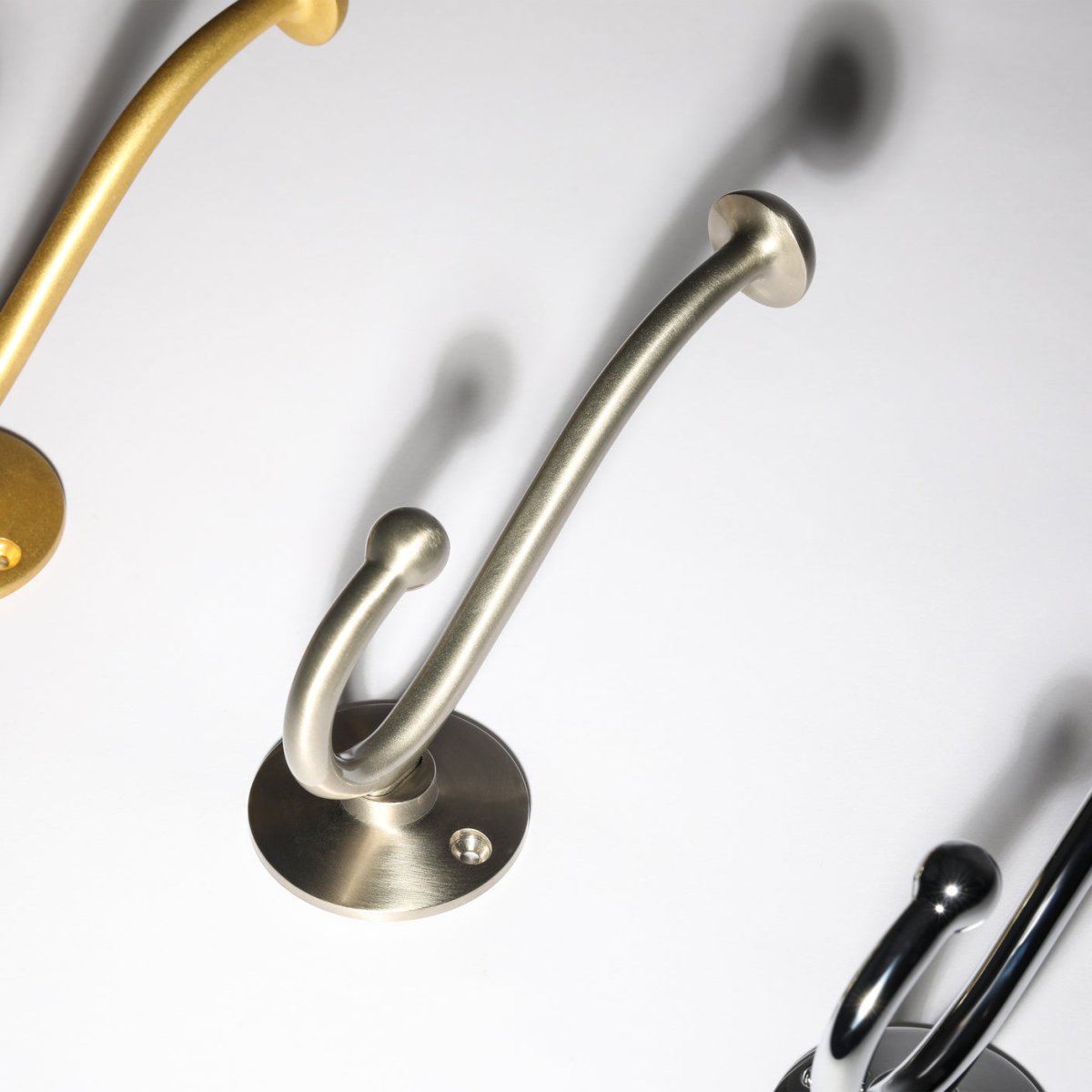 Eden Hook in satin nickel fitted to a wall