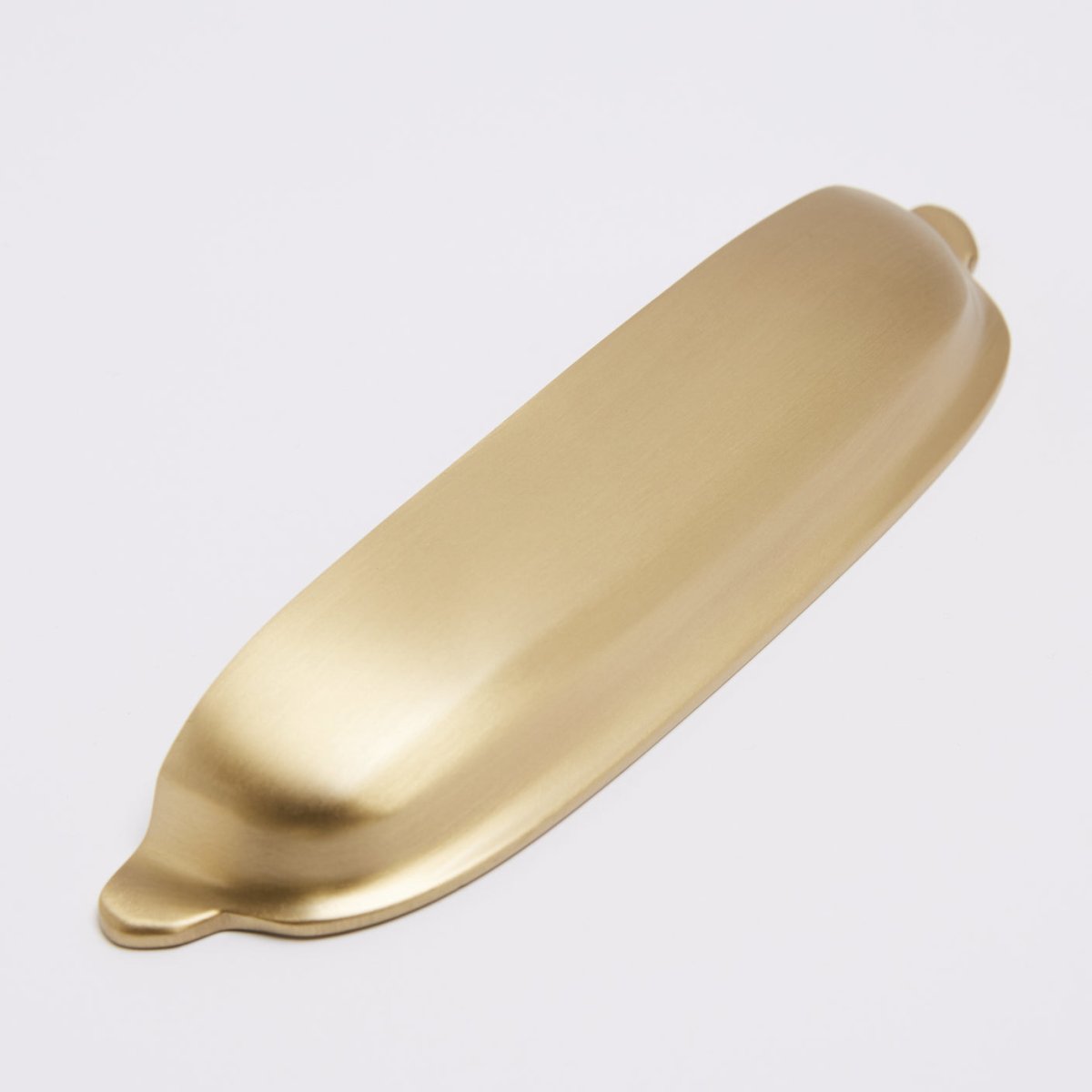 Hepburn Halifax hooded cup pull in burnished brass, close detail