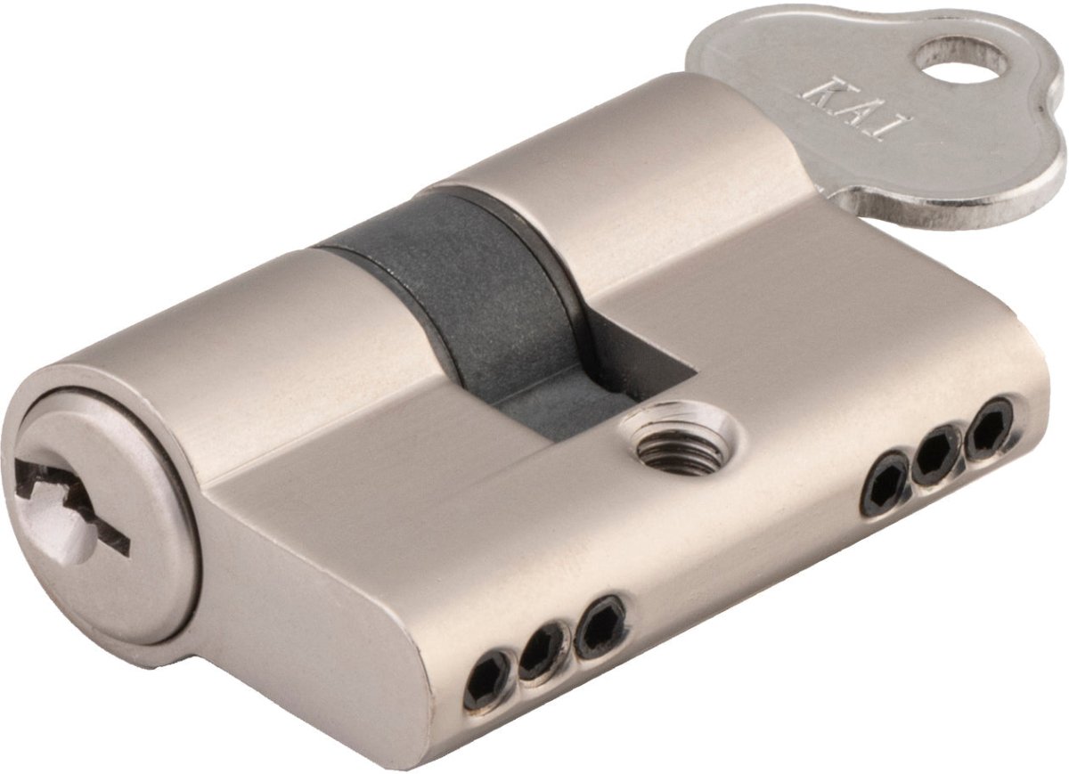 Euro Cylinder Key/Key 3 Pin (45mm) - Ella Grace - Iver - Satin Nickel - Euro Cylinders