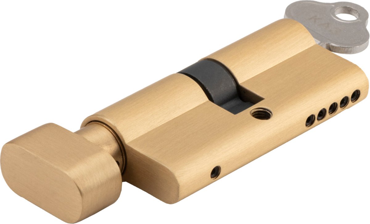 Euro Cylinder Key/Thumb (65mm) - Ella Grace - Iver - Brushed Brass - Euro Cylinders