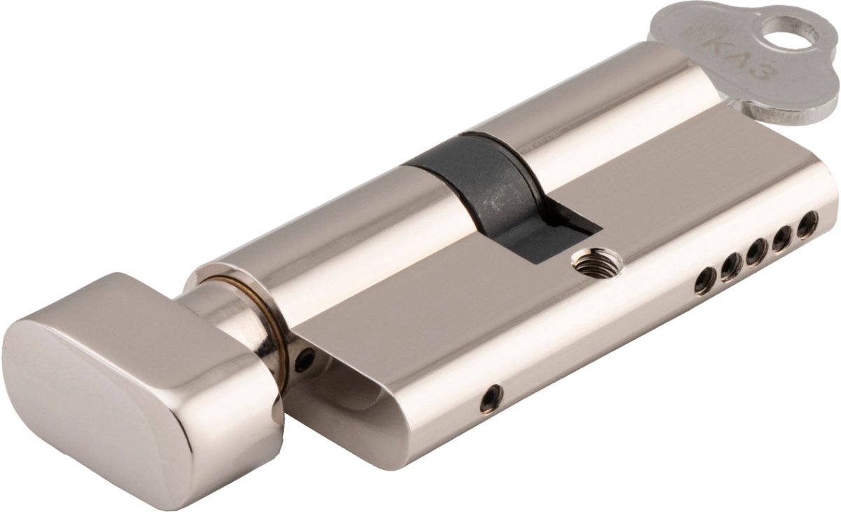 Euro Cylinder Key/Thumb (65mm) - Ella Grace - Iver - Polished Nickel - Euro Cylinders