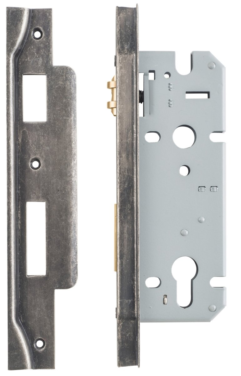 Euro Roller Mortice Locks - Rebated - Ella Grace - Iver - Distressed Nickel - External Locks